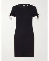 Burberry - Tie-Detailed Ribbed Stretch-Cotton Jersey Mini Dress - Lyst