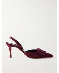 Manolo Blahnik - Maysli 70 Slingback-Pumps Aus Veloursleder Mit Schnalle - Lyst