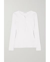NINETY PERCENT - + Net Sustain Ribbed Organic Cotton-blend Jersey Top - Lyst