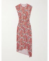Rabanne - Asymmetrisches Midikleid Aus Stretch-Jersey Mit Paisley-Print Und Verzierung - Lyst