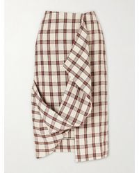 Rohe - Draped Checked Linen Midi Skirt - Lyst
