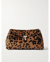 TOTEME - T-Lock Mini Leopard-Print Calf Hair Clutch - Lyst