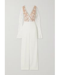 Rime Arodaky Poppy Embroidered Tulle And Crepe Jumpsuit - White