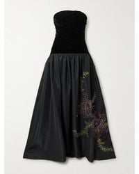 Clio Peppiatt - Eden Strapless Embellished Gathered Velvet And Taffeta Gown - Lyst