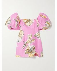 Aje. - Flourish Embellished Floral-Print Linen-Blend Mini Dress - Lyst
