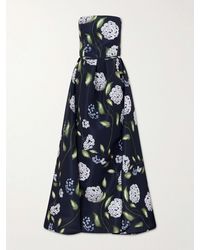 Oscar de la Renta - Floral-Print Twill Gown - Lyst