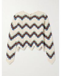 Escvdo - Safi Cropped Scalloped Crocheted Organic Cotton Top - Lyst