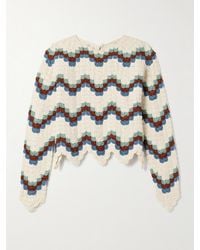 Escvdo - Safi Cropped Scalloped Crocheted Organic Cotton Top - Lyst