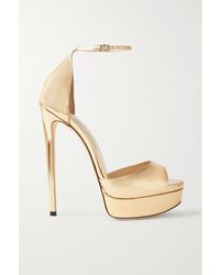 Jimmy Choo - Sandales Plates-Formes En Cuir Métallisé Max 150 - Lyst