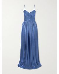 Costarellos - Sereen Draped Pleated Metallic Georgette Gown - Lyst