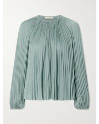 Ulla Johnson - Electra Bluse Aus Satin Mit Plissee - Lyst