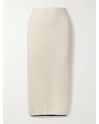 FRAME - Cable-Knit Cashmere And Silk-Blend Midi Skirt - Lyst