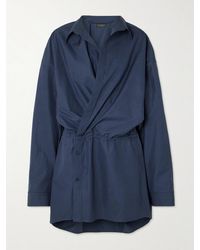 Balenciaga - Mini-Robe-Chemise Asymétrique En Popeline De Coton À Fronces - Lyst