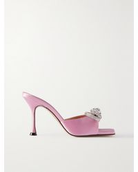 Mach & Mach - Double Bow Crystal-Embellished Satin Mules - Lyst