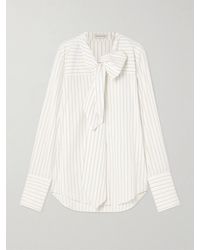 Dries Van Noten - Pinstriped Cotton-Poplin Pussy-Bow Shirt - Lyst