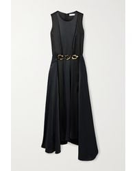 JW Anderson Asymmetric Chain-embellished Panelled Satin Maxi Dress - Black