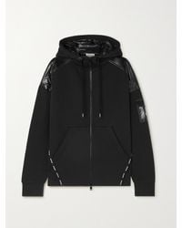 Moncler - Glossed-Shell Trimmed Cotton-Jersey Hoodie - Lyst