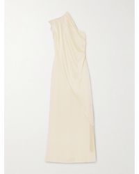 ‎Taller Marmo - Berenson Draped One-Shoulder Fringed Crepe Gown - Lyst