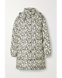Moncler Doudoune En Tissu Technique Imprimé Et En Duvet À Capuche Gaou - Blanc