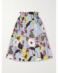 Marni - Paneled Floral-Print Cotton-Poplin Midi Skirt - Lyst