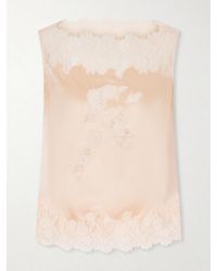 Doen - Viviane Lace-Trimmed Silk-Satin Top - Lyst