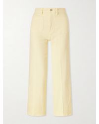 FRAME - High Rise Slim Wide Cotton-Blend Wide-Leg Pants - Lyst