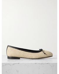 Manolo Blahnik - Veralli Leather-Trimmed Raffia Ballet Flats - Lyst