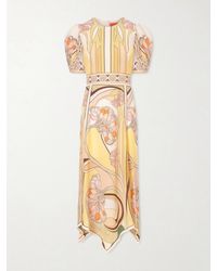 La DoubleJ - Cherie Printed Silk Midi Dress - Lyst