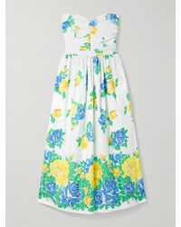 Loretta Caponi - Desideria Strapless Floral-Print Cotton-Voile Midi Dress - Lyst