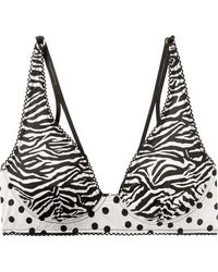 Stella McCartney Scarlet Snuggling Triangel-bh Aus Bedrucktem Stretch-tüll - Schwarz