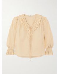 Chloé - Ruffled Cotton-Voile Blouse - Lyst