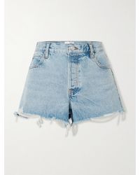 FRAME - The Hang Distressed Denim Shorts - Lyst