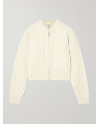 FRAME - Cropped Cable-Knit Merino Wool Zip-Up Cardigan - Lyst