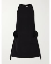 Self-Portrait - Bow-Detailed Bead-Embellished Crepe Mini Dress - Lyst