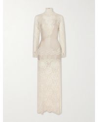 Rabanne - Lace-Trimmed Silk-Satin Maxi Dress - Lyst