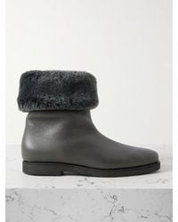 TOTEME - Ankle Boots Aus Strukturiertem Leder Mit Besätzen Aus Synthetischem Material - Lyst