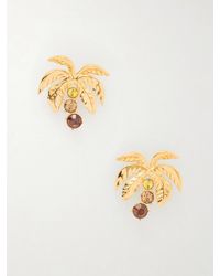 Oscar de la Renta - Palm Tree Crystal-Embellished-Tone Clip Earrings - Lyst