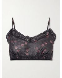 Simone Rocha - Cropped Lace-Trimmed Floral-Print Organza Top - Lyst