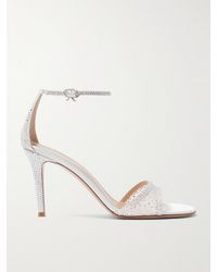 Gianvito Rossi - Rania 85 Crystal-Embellished Organza-Trimmed Suede Sandals - Lyst