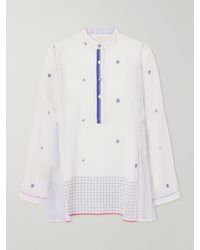 Eka - Cosmos Handwoven Cotton-Jamdani Blouse Patched With Printed Stripes - Lyst