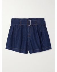 FRAME - The Paper Bag Belted Pleated Denim Shorts - Lyst