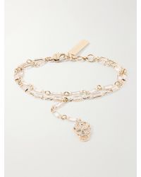 McQueen - Pavé Skull Crystal-Embellished-Tone Cubic Zirconia Bracelet - Lyst