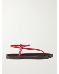K. Jacques - Vassili Snake-Effect Leather Flat Sandals - Lyst