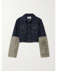 Jean Paul Gaultier - Printed Two-Tone Cropped Denim Jacket - Lyst