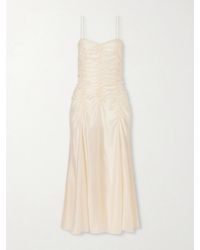 KHAITE - Raina Ruched Silk-Blend Midi Dress - Lyst