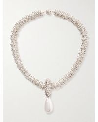 Julietta - Silberfarbene Kette Mit Kunstperle Und Swarovski-Kristallen - Lyst