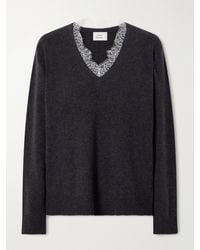 Loulou de Saison - Leyla Lace-Trimmed Cashmere Sweater - Lyst