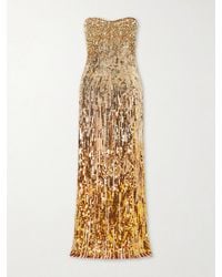 Jenny Packham - Cesonia Strapless Sequined Chiffon Gown - Lyst