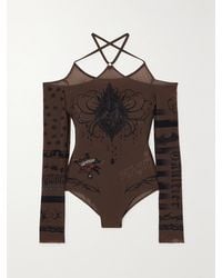 Jean Paul Gaultier - Knwls Cold-Shoulder Printed Stretch-Jersey Bodysuit - Lyst