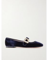 Roger Vivier - Très Vivier Strass Babies Crystal-Embellished Velvet Mary Jane Ballet Flats - Lyst